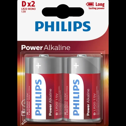 Philips Alkaline LR20 batteri 2 stk.