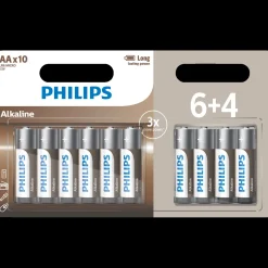 Philips Alkaline LR6/AA batteri 6+4 stk.