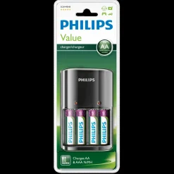 Philips batterioplader AA/AAA incl. 4 stk. AA batterier