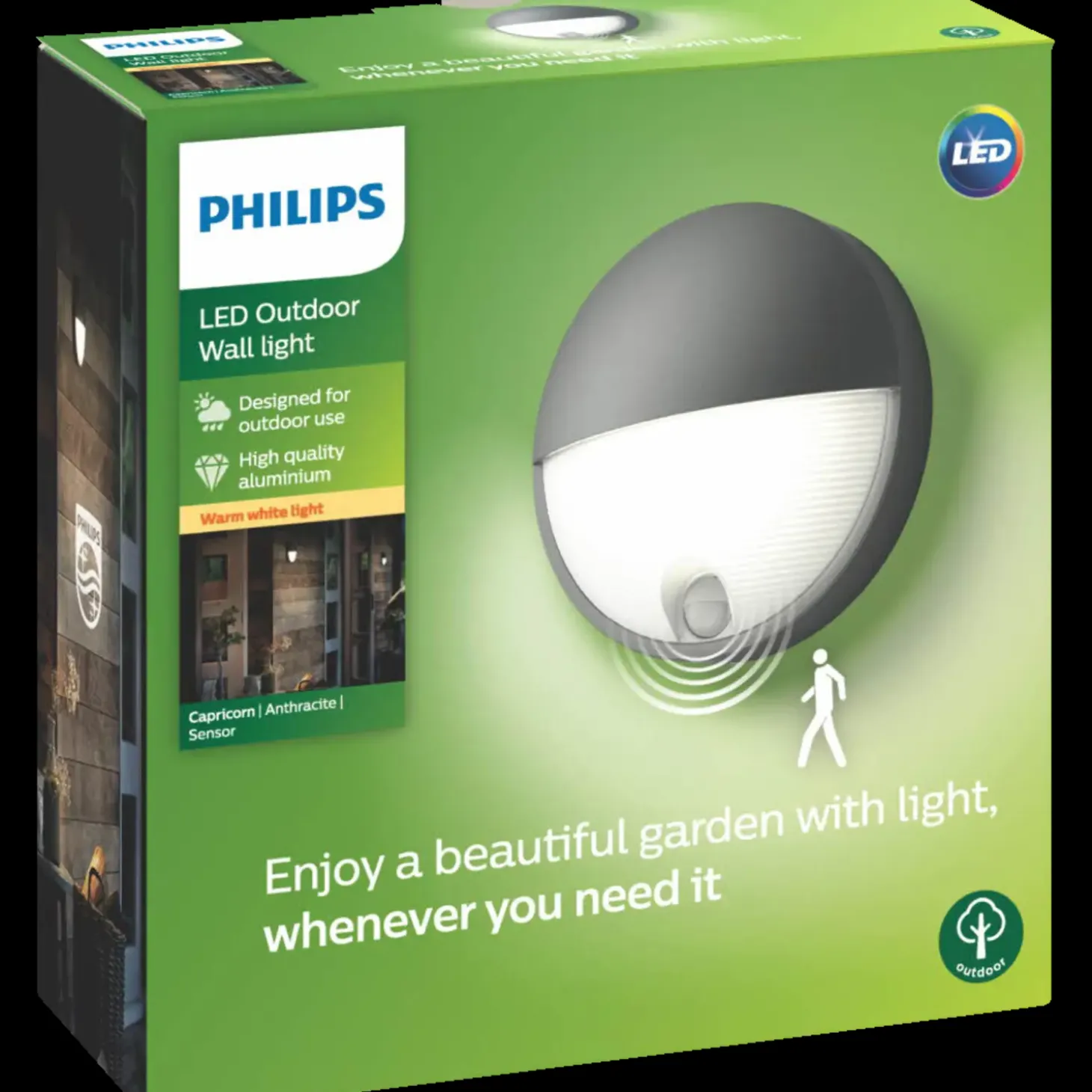 Philips Capricorn udendørs væglampe med sensor antracit