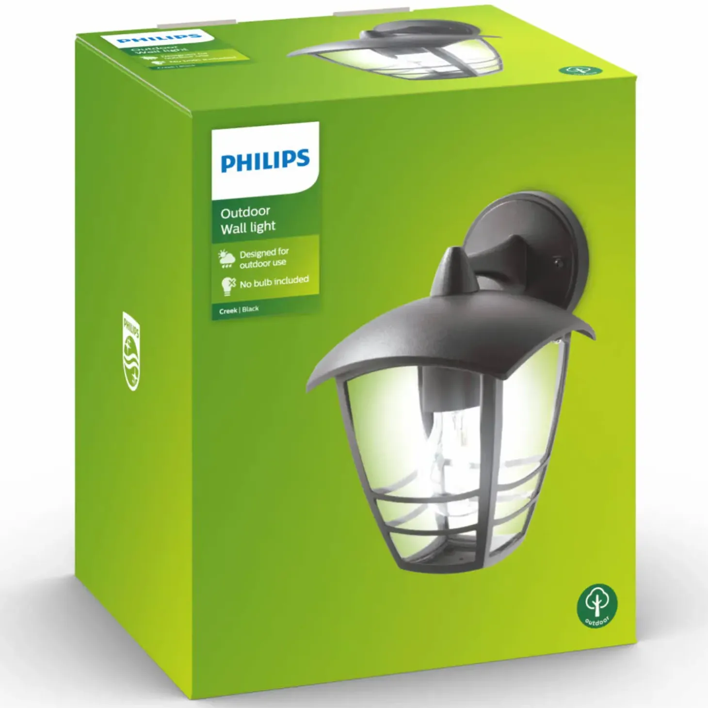 Philips Creek udendørs væglampe med nedad lys sort
