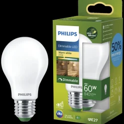 Philips filament pære E27 60W hvid mat