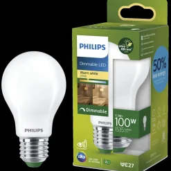 Philips filament pære E27 100W hvid mat