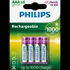 Philips genopladelig batteri 1000 mAh HR03/AAA 4 stk.