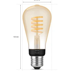 Philips Hue LED edison pære E27 7W ST64 filament hvid ambie