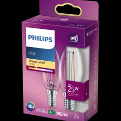 Philips Kerte LED pære E14 25W 2 pack