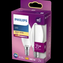 Philips Kerte LED pære E14 25W 2 pack