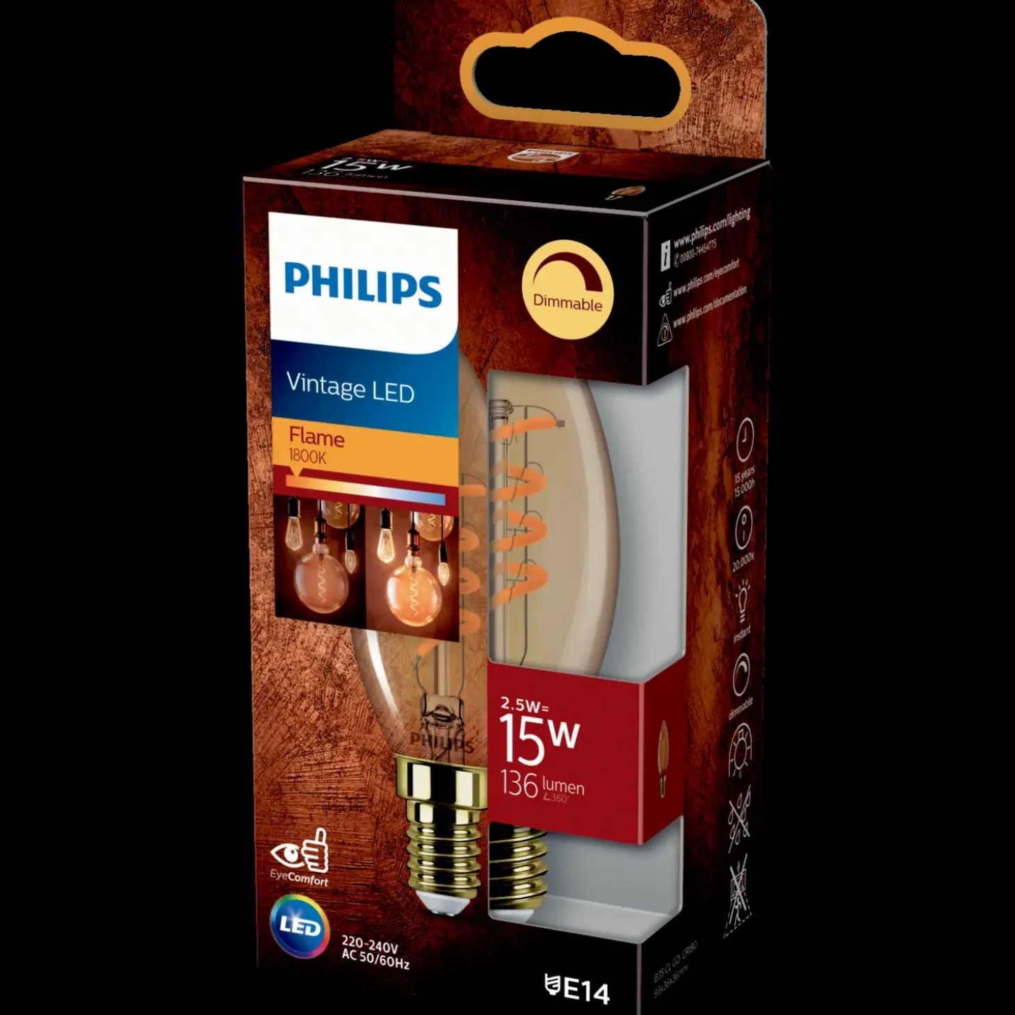 Philips Kerte LED pære E14 15W 1 pack