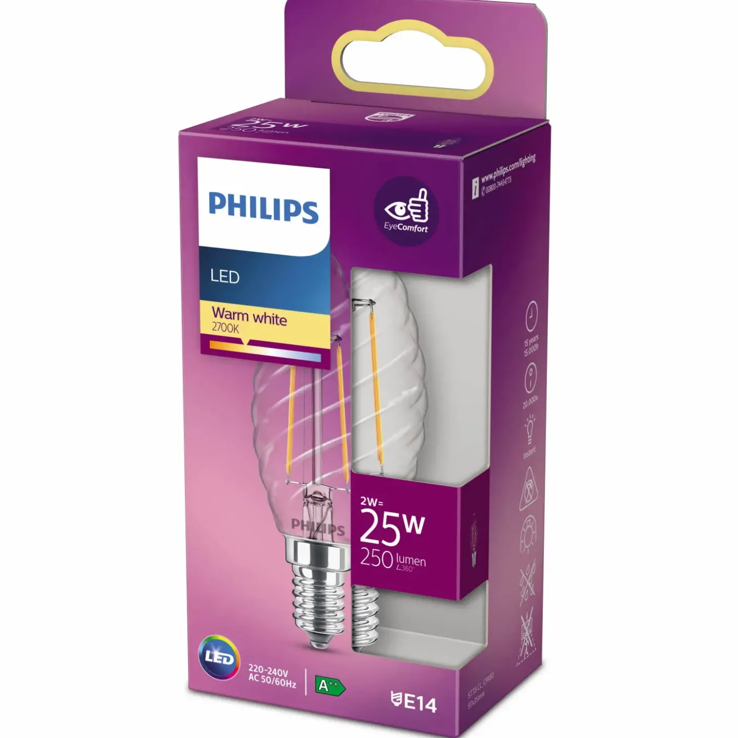 Philips Kerte LED pære E14 25W 1 pack