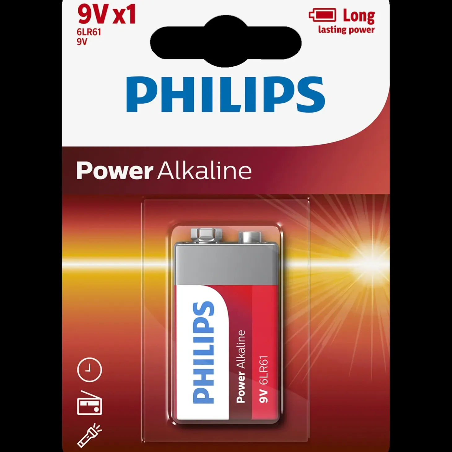 Philips Power Alkaline 6LR61/9V batteri 1 stk.