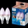 Philips Smart LED farve kertepære E14 4,9W C37 2-pak