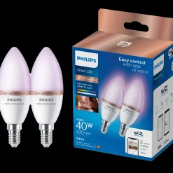 Philips Smart LED farve kertepære E14 4,9W C37 2-pak