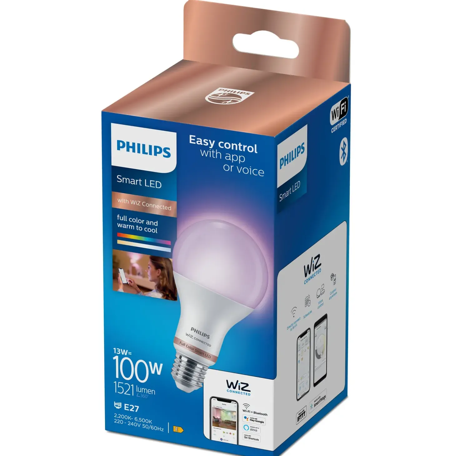 Philips Smart WiZ color LED pære E27 13W standard mat