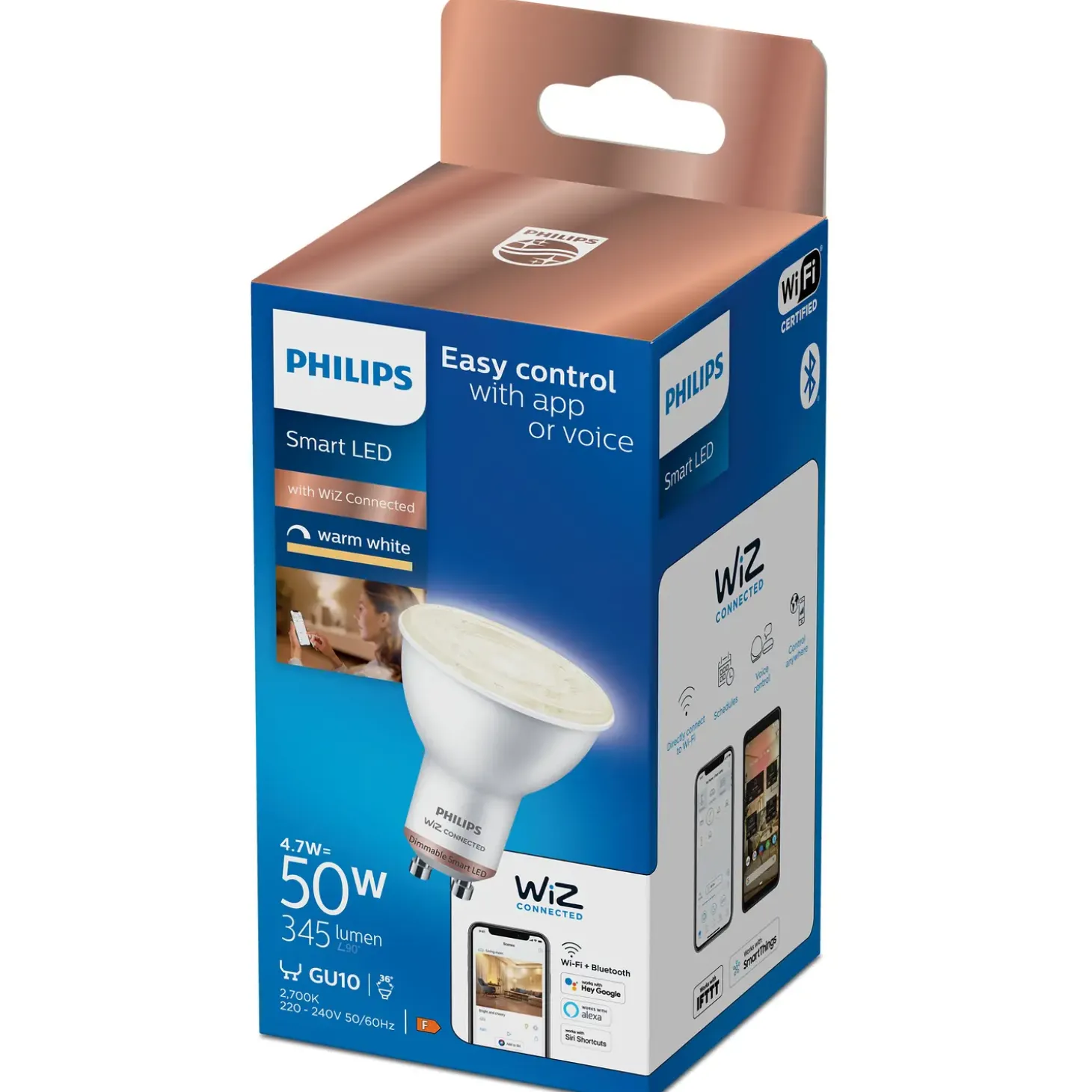 Philips Smart WiZ white LED pære GU10 4,8W spot