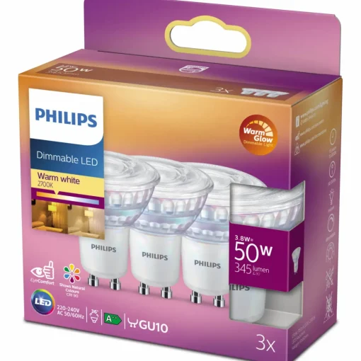 Philips Spot LED pære GU10 50W 3 pack