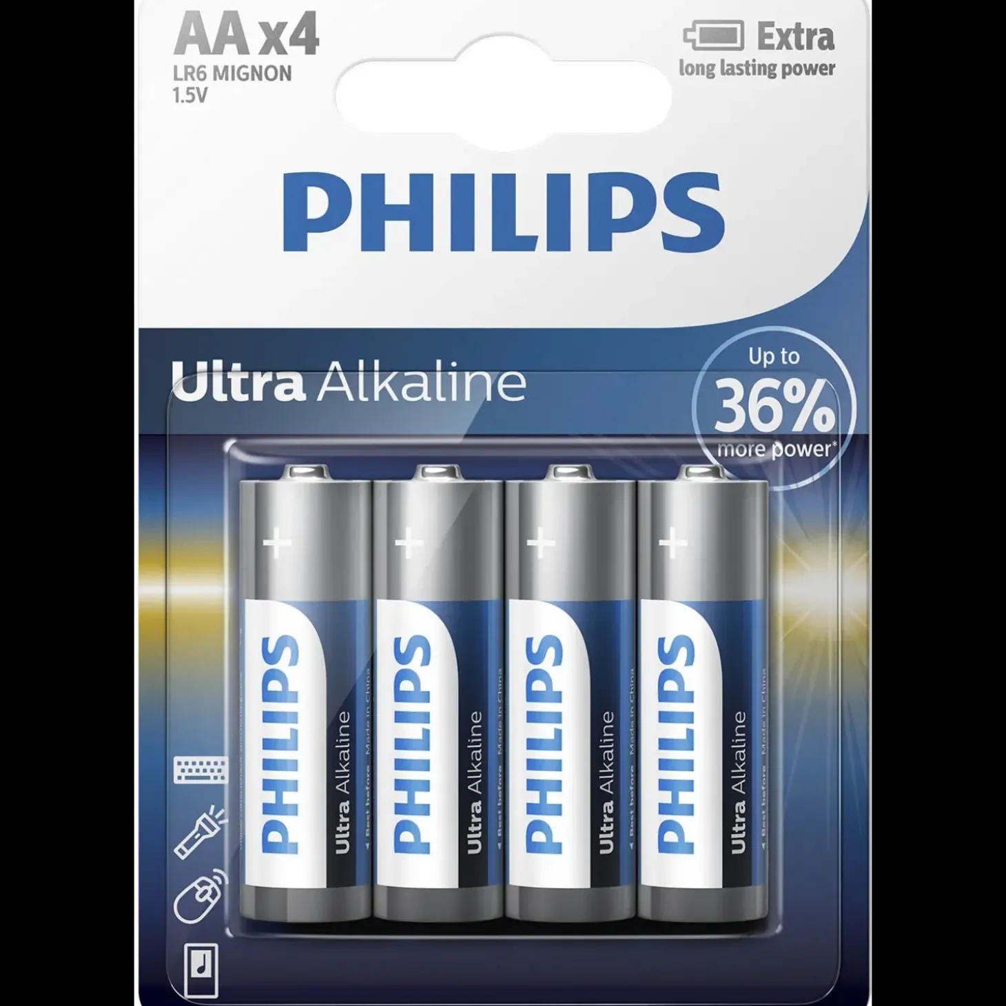 Philips Ultra Alkaline LR6/AA batteri - pk. á 4 stk.
