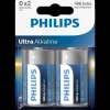 Philips Ultra alkaline LR20 batteri 2 stk.