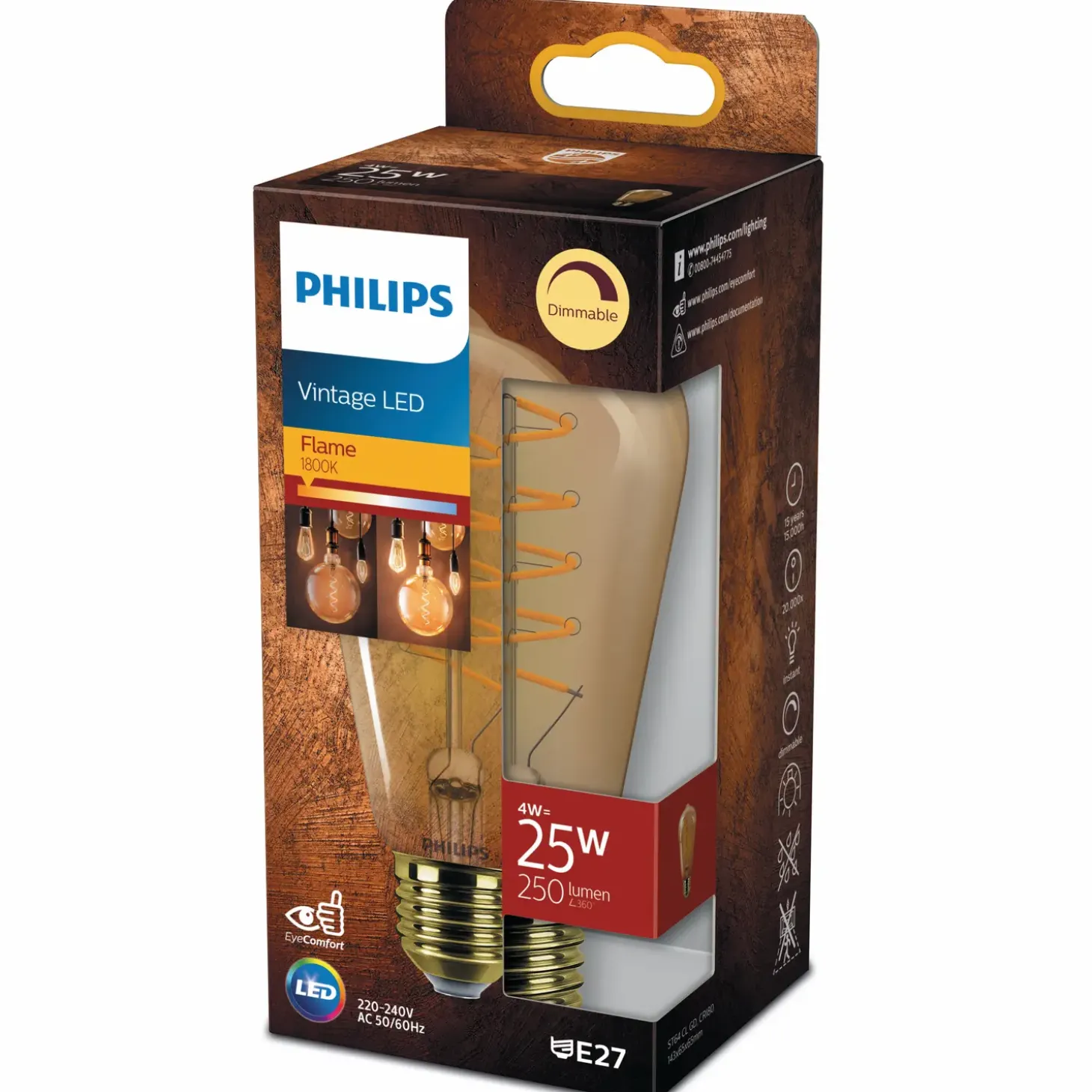 Philips Vintage dråbeform pære 25W E27 guld