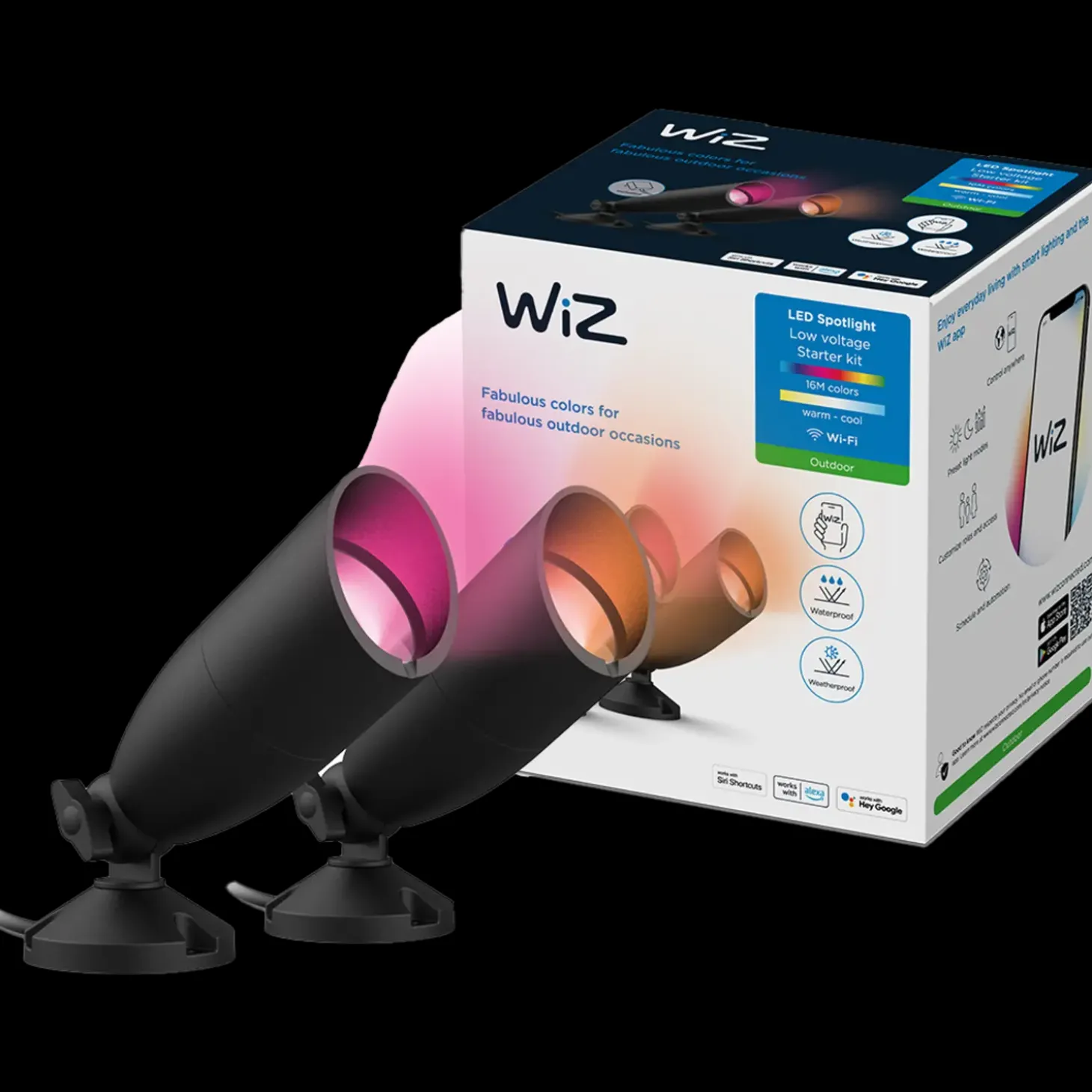 Philips WiZ udendørs bedlamper spot startsæt 10W sort