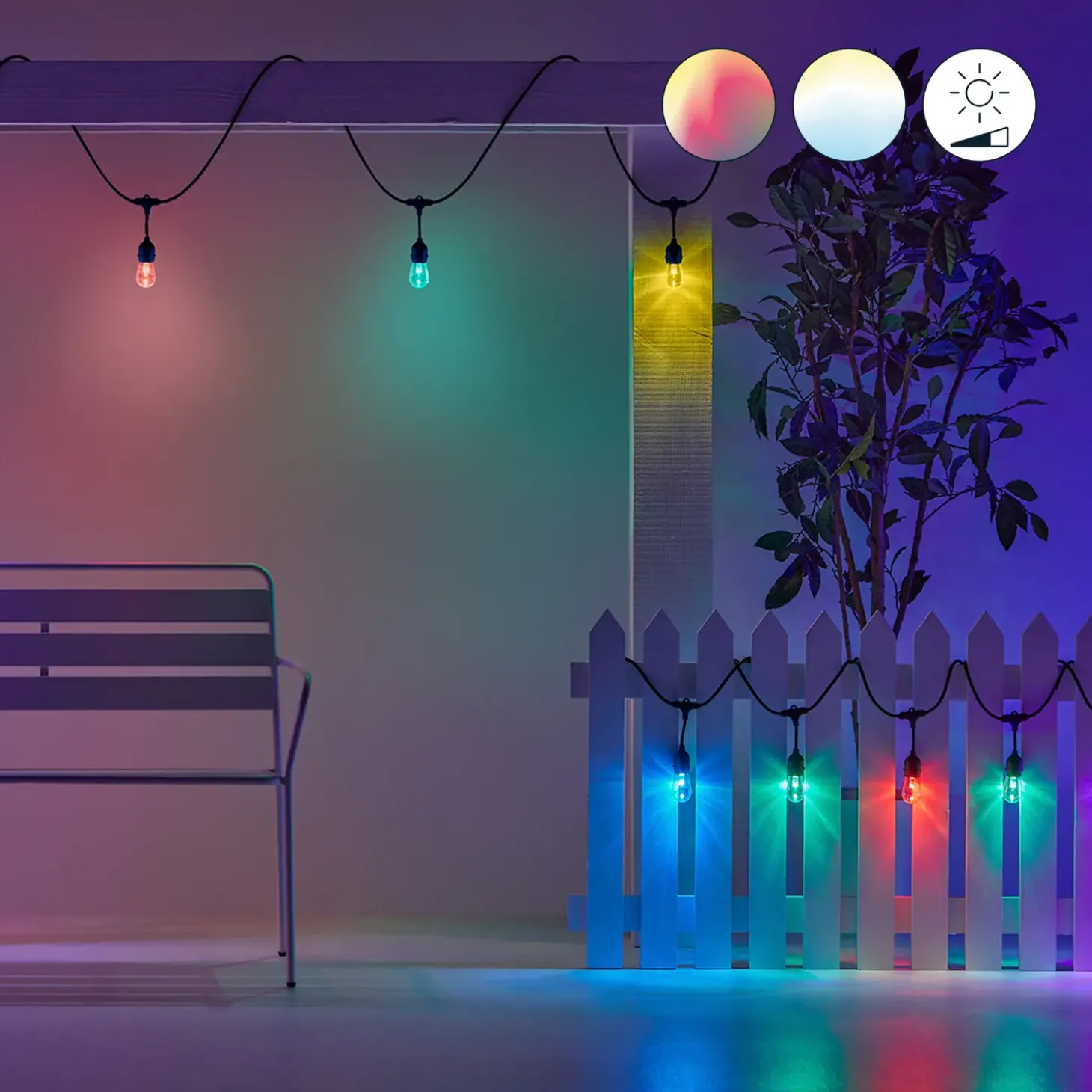 Philips WiZ udendørs lyskæde 12W 12 pærer 15 m