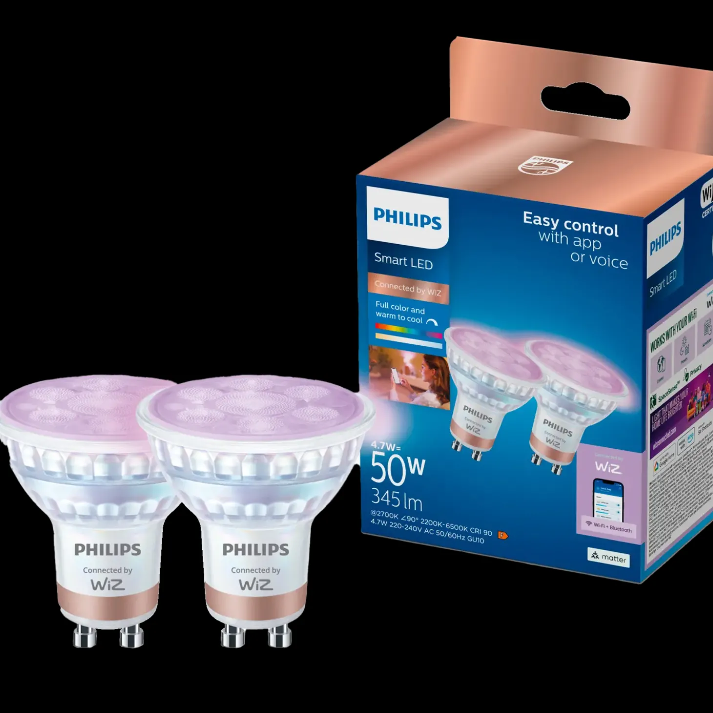 Phillips Smart Wiz PAR16 LED-spot GU10 hvid 4,7W 2-pak