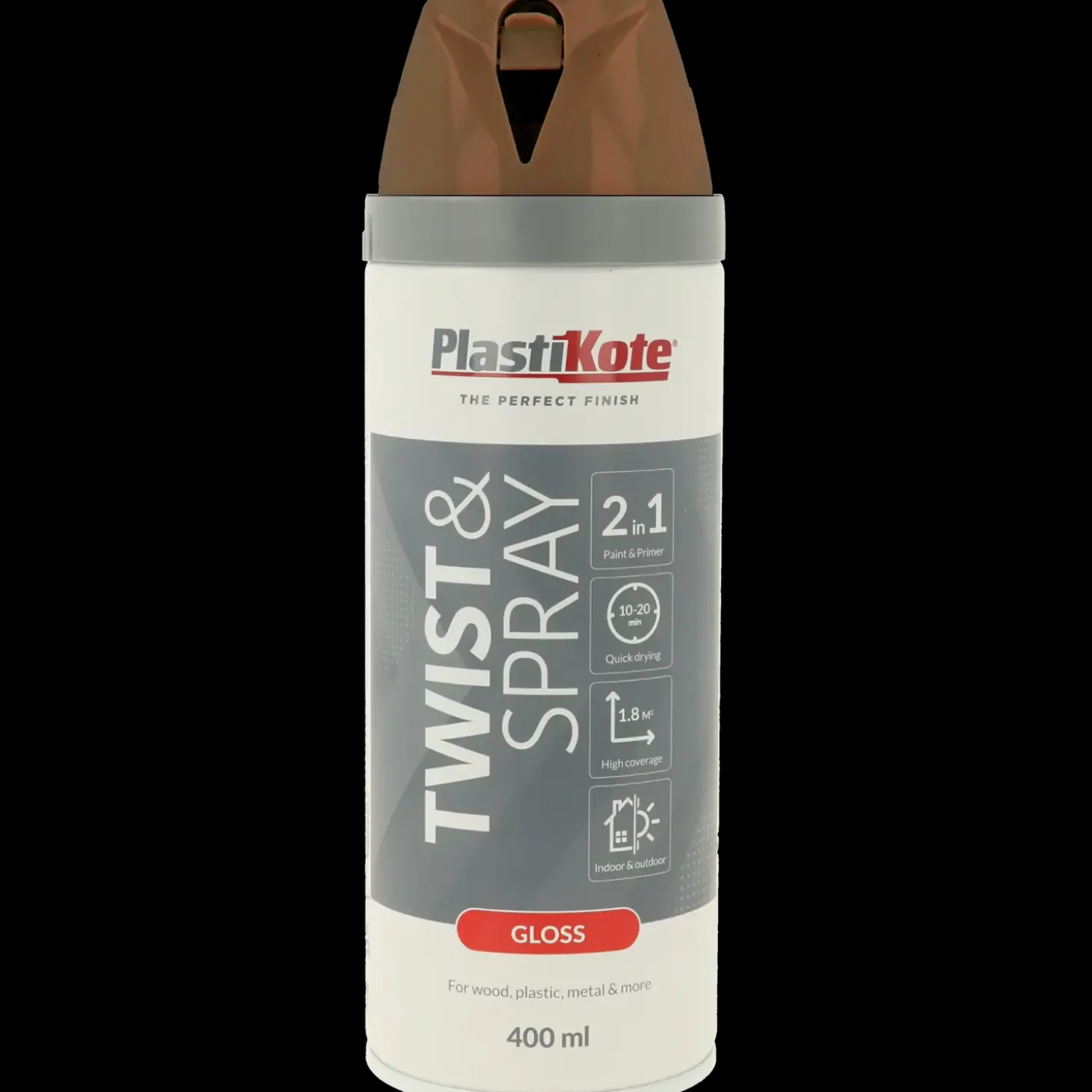 Plasti-Kote twist spraymaling 400 ml blank kastanjebrun