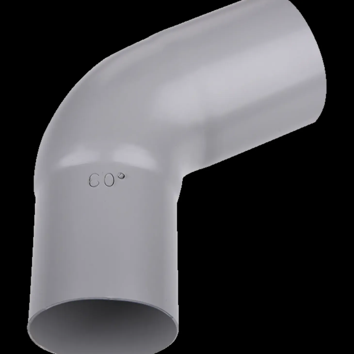 Plastmo bøjning 75 mm, 60° grå