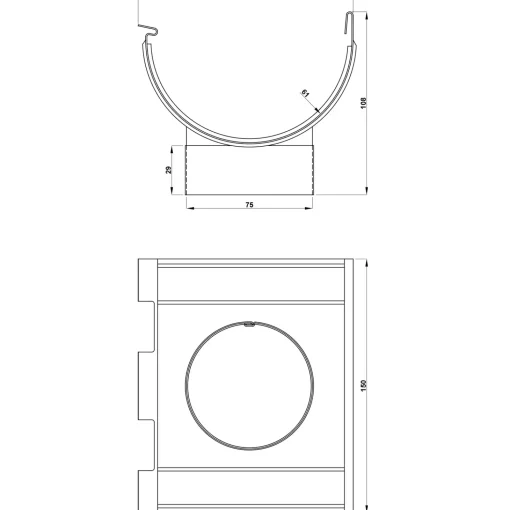 Plastmo tudstykke m/gummi nr. 11, 75 mm stål plus