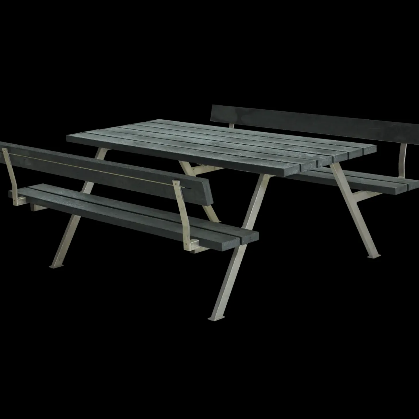 Plus Alpha bord- og bænkesæt med 2 ryglæn trykimprægneret, 177 cm