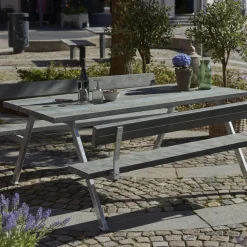 Plus Alpha bord- og bænkesæt med 2 ryglæn trykimprægneret, 177 cm