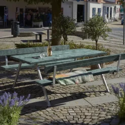 Plus Alpha bord- og bænkesæt med 2 ryglæn trykimprægneret, 177 cm