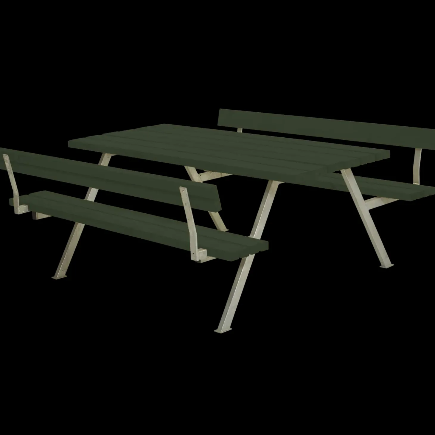 Plus Alpha bord- og bænkesæt med 2 ryglæn trykimprægneret, 177 cm