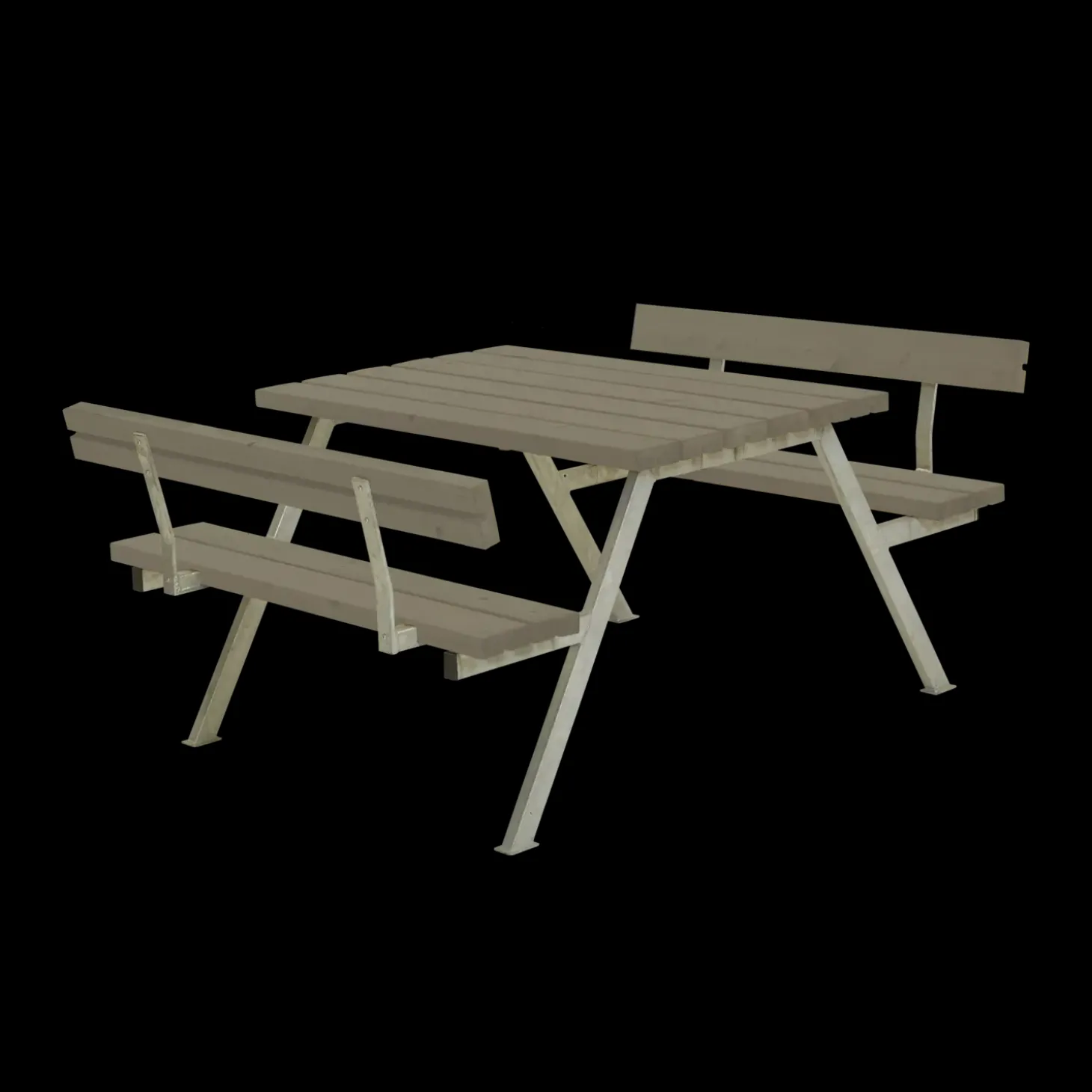 Plus Alpha bord- og bænkesæt med 2 ryglæn trykimrpægneret, 118 cm