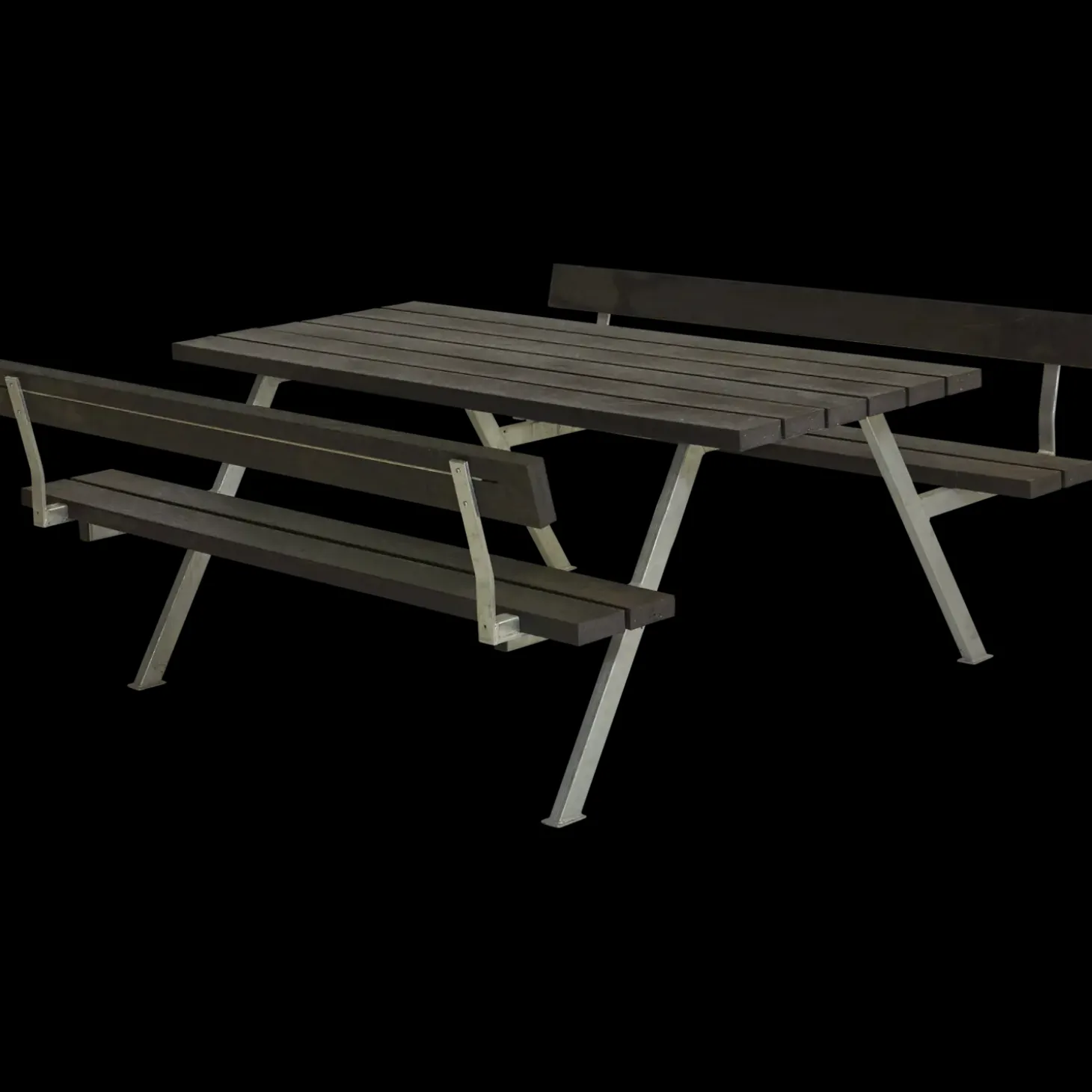 PLUS Alpha bord/bænkesæt m/2 ryglæn 177 cm RePlast Sort