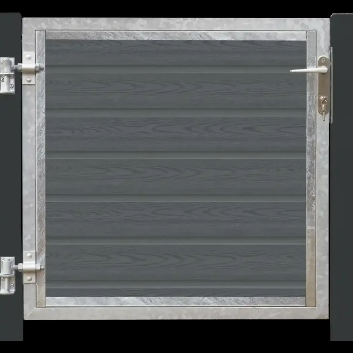 PLUS Artura komposit enkeltlåge 115×95 cm venstrehængt m/gråsorte stolper til nedstøbning