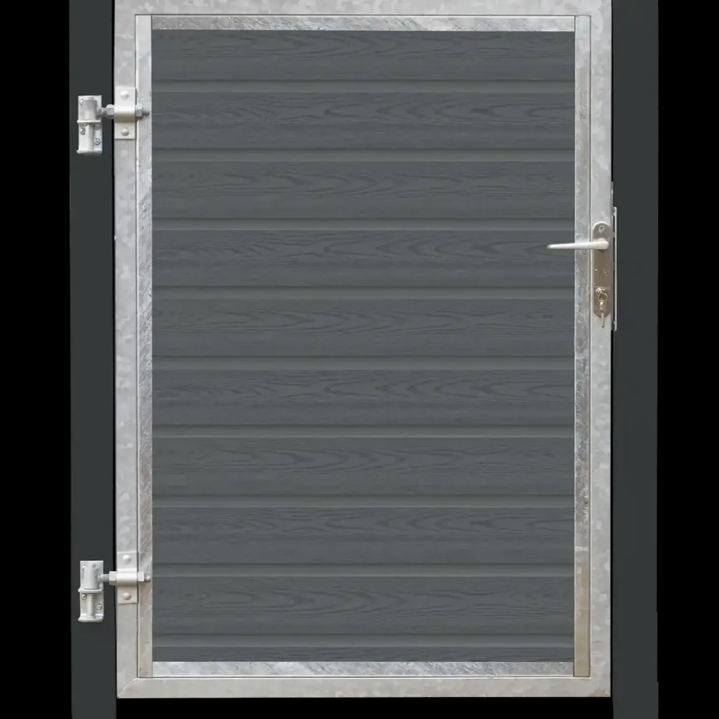 PLUS Artura komposit enkeltlåge 115×135 cm venstrehængt m/gråsorte stolper til nedstøbning