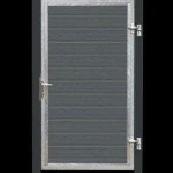 PLUS Artura komposit enkeltlåge 115×175 cm højrehængt m/gråsorte stolper til nedstøbning