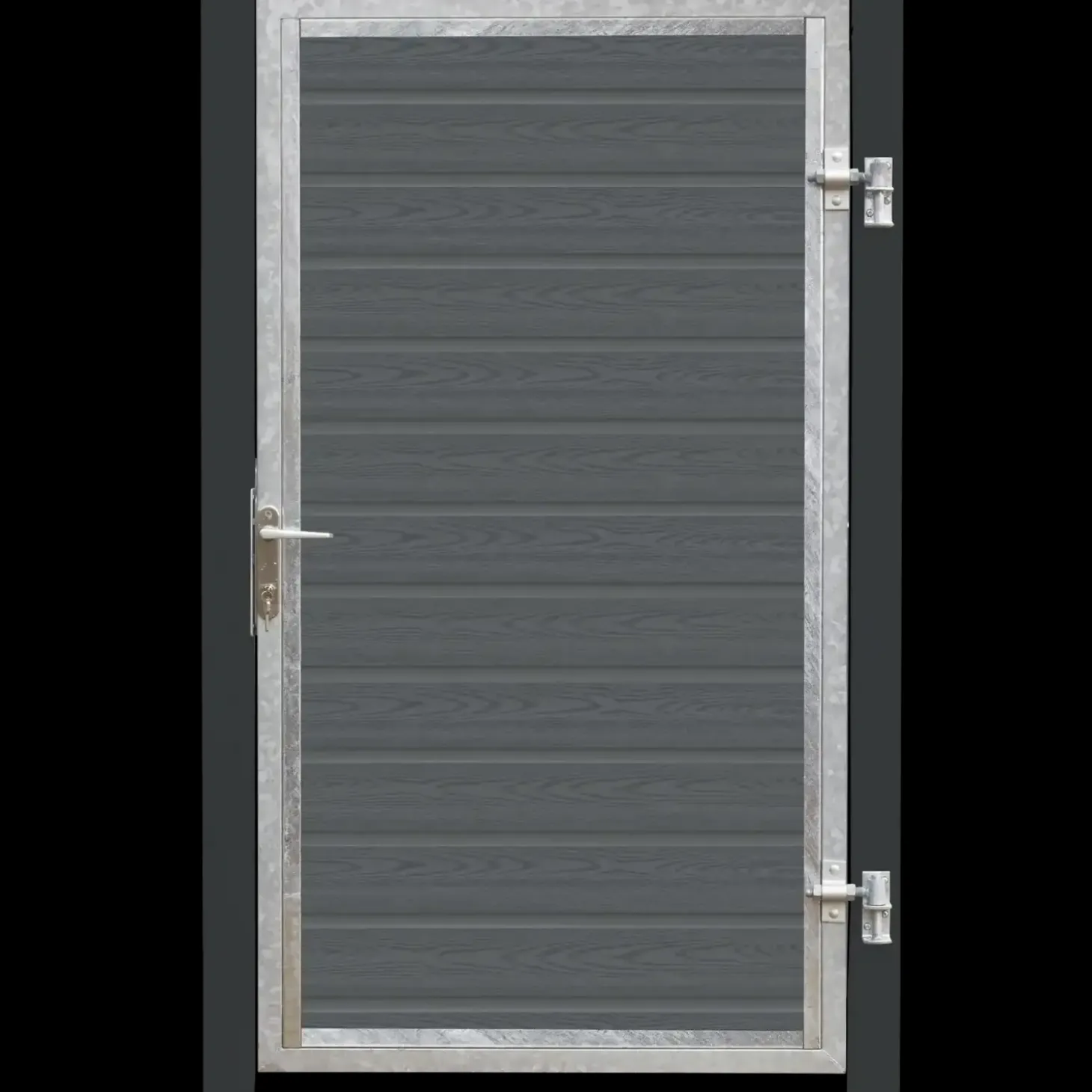 PLUS Artura komposit enkeltlåge 115×175 cm højrehængt m/gråsorte stolper til nedstøbning