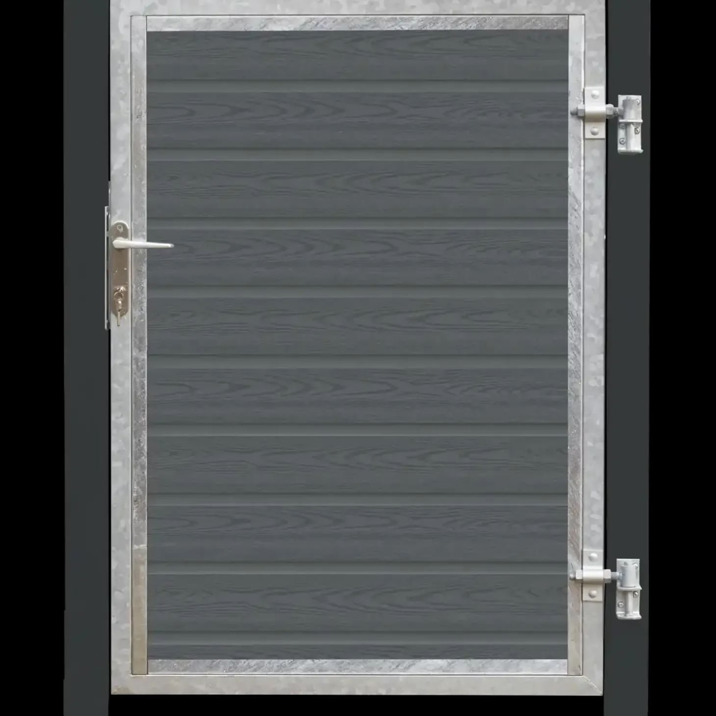 PLUS Artura komposit enkeltlåge 115×135 cm højrehængt m/gråsorte stolper til nedstøbning