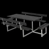 PLUS Basic Bord/Bænkesæt m/2 ryglæn og 2 påbygninger 260 cm RePlast Sort