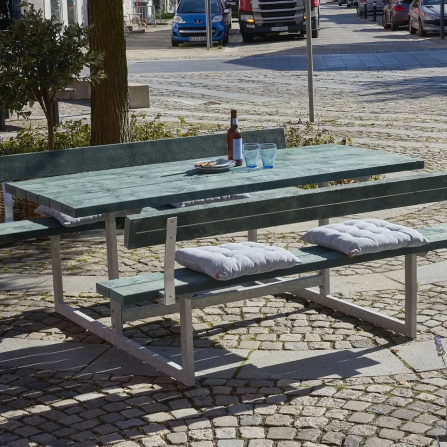 Plus Basic bord/bænkesæt med 2 ryglæn 177 cm trykimp