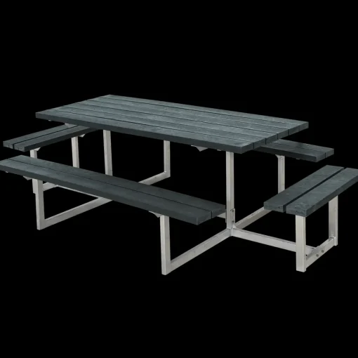 Plus Basic bord/bænkesæt med 2 påbygninger 260 cm retextil grå