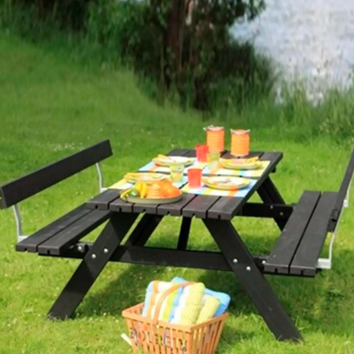 Plus bord/bænkesæt med 2 ryglæn 177 cm trykimp