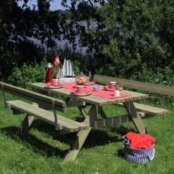 Plus bord/bænkesæt med 2 ryglæn 177 cm trykimp