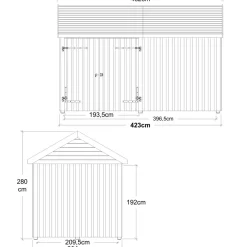 Plus Classic Multi Havehus 10 m²  2 moduler m/dobbeltdør og lukket front