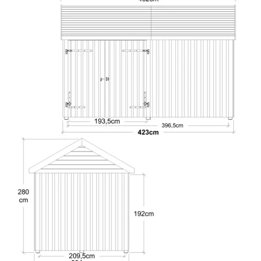 Plus Classic Multi Havehus 10 m²  2 moduler m/dobbeltdør og lukket front