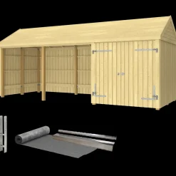 Plus Classic Multi Havehus 14,5 m²  3 moduler m/dobbeltdør og åben front  inkl. tagpap/alulister/H-stolpefødder