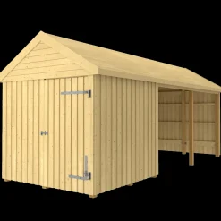 Plus Classic Multi Havehus 14,5 m² 3 moduler m/enkeltdør og åben front inkl. tagpap/alulister/H-stolpefødder