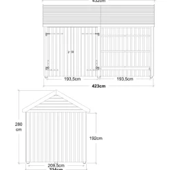 Plus Classic Multi Havehus 10 m²  2 moduler m/dobbeltdør og åben front
