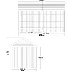 Plus Classic Multi Havehus 10 m²  2 moduler åben inkl. tagpap/alulister/H-stolpefødder
